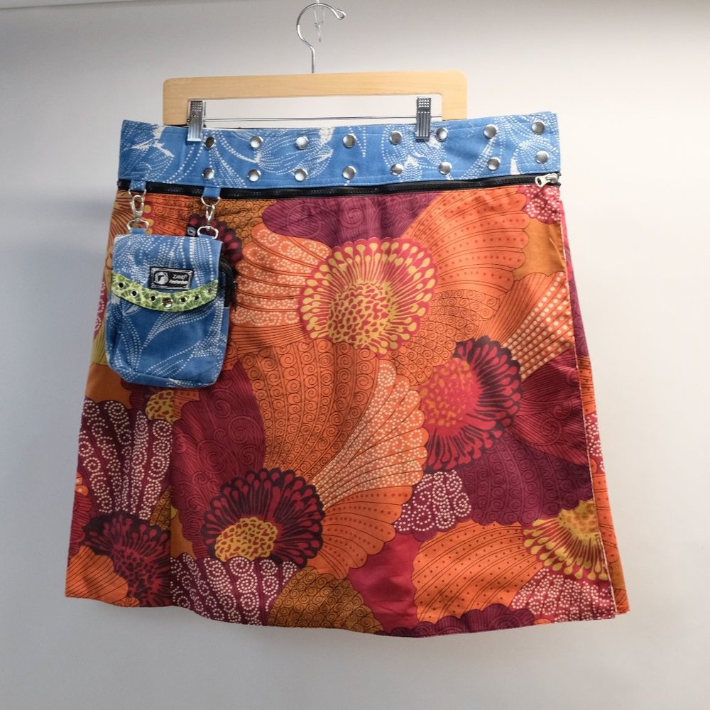 Wrap Skirt-double sided, removable belt and purse